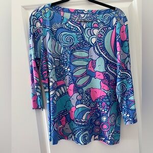 Lilly Pulitzer Alida Sea Jewels Boatneck Fish Top Size Large